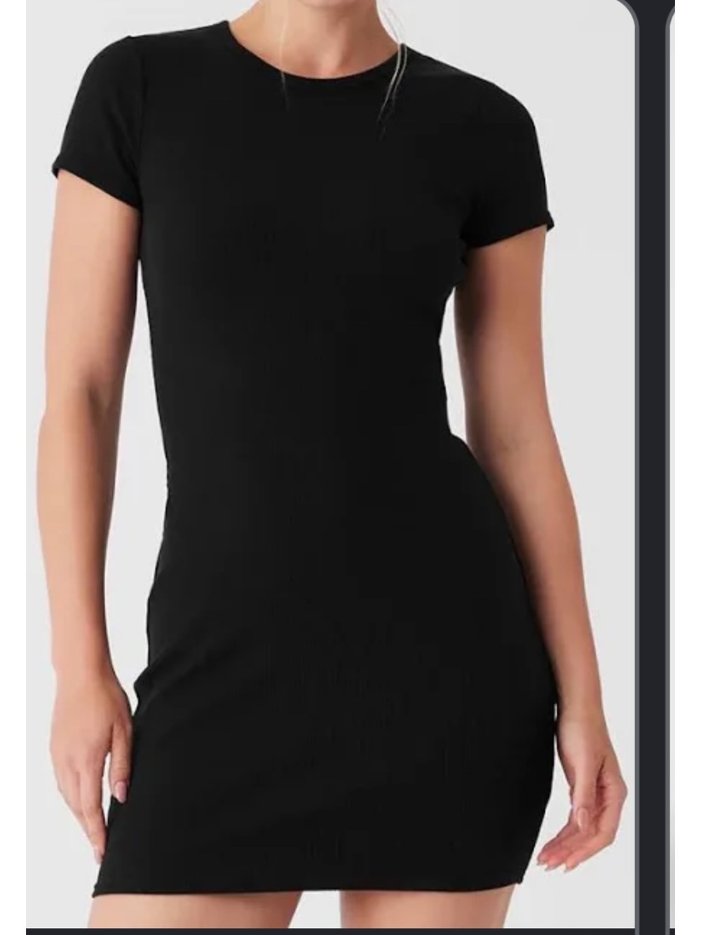 Alo Yoga Ribbed Short Sleeve Mini Dress Black Women’s XS
